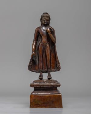 Standing Shakyamuni Buddha | Vintage Statue | Radiating Peace and Serenity | Living Room Decor | Meditation Decor | Nepal Buddha Statue